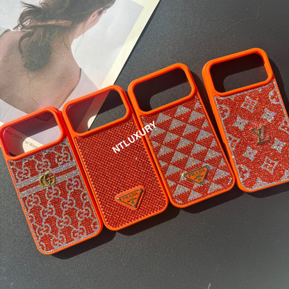 Orange Glitter Fashion Girl Phone Case
