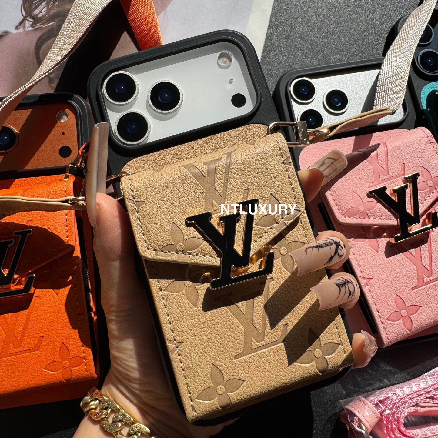 Colorful Artist Phone Case with Card Pocket & Strap