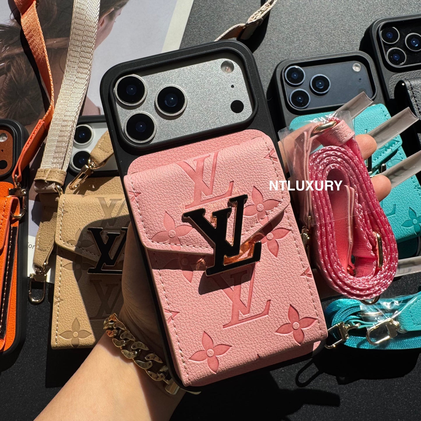 Colorful Artist Phone Case with Card Pocket & Strap