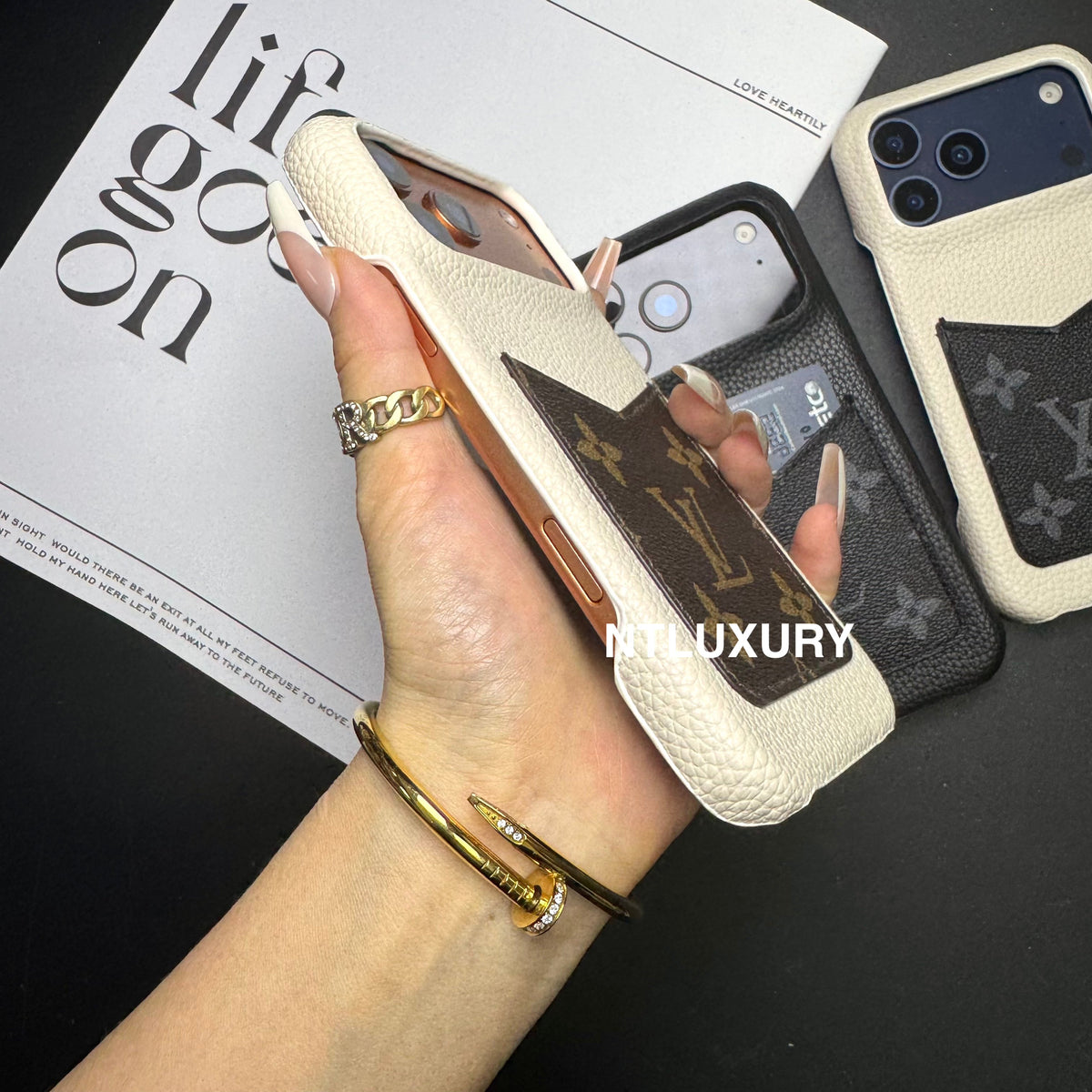 Chic Girl Floral Phone Case With Card Pocket