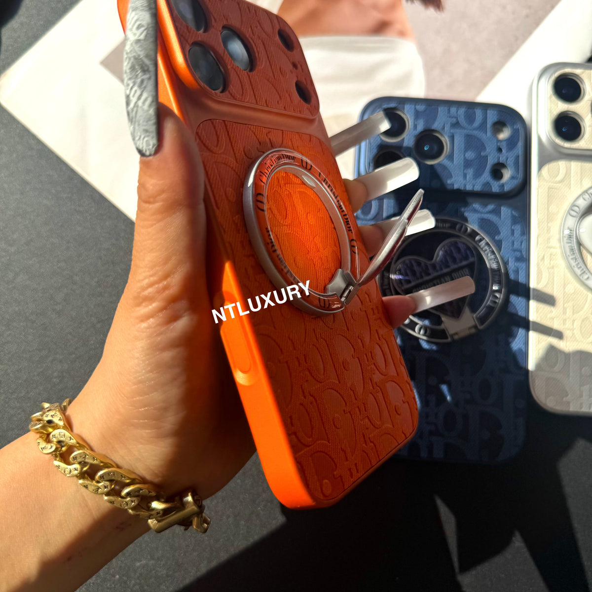 Coque de Téléphone en Jean Orange Juice Dove avec Nouveau Support Magsafe