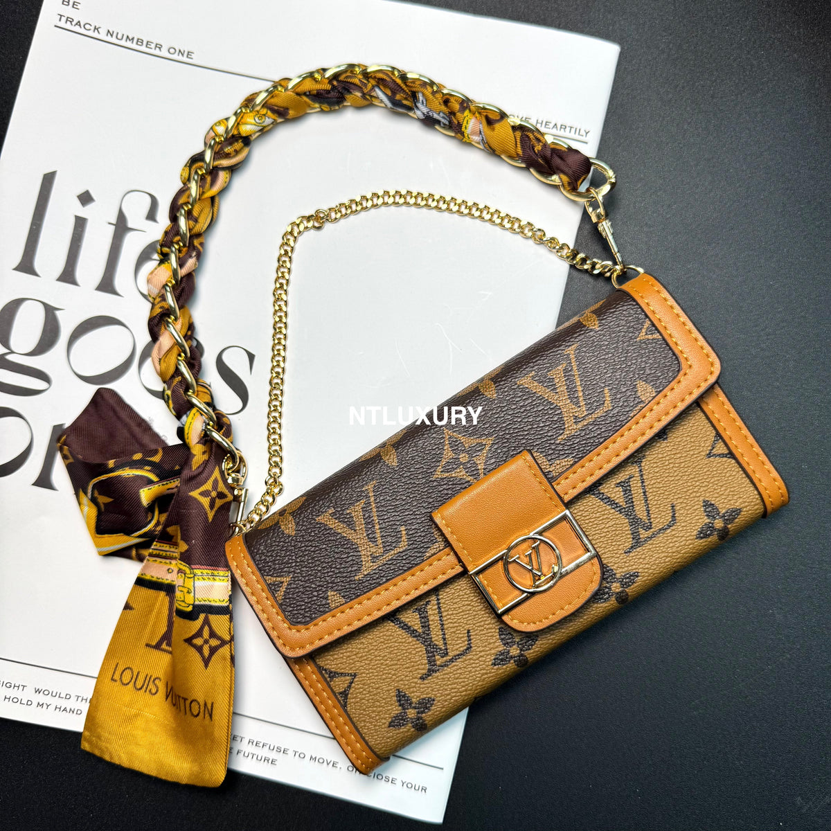 Dophine Girl Wallet Design Phone Case with Scarf Chain (12 Colors)