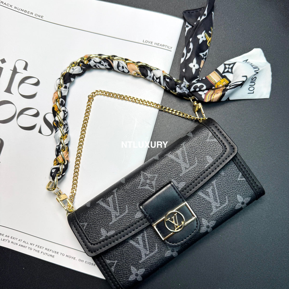 Dophine Girl Wallet Design Phone Case with Scarf Chain (12 Colors)