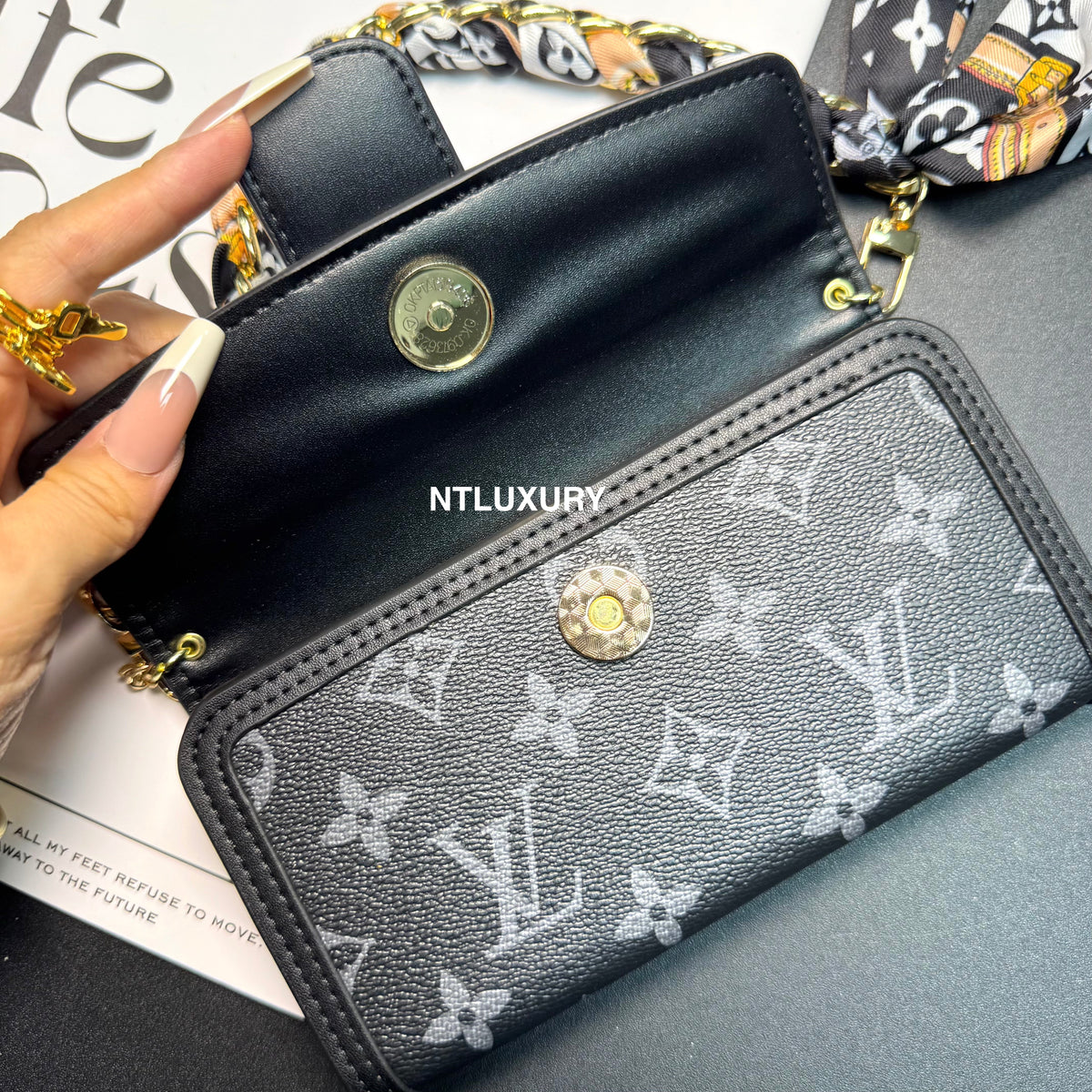 Dophine Girl Wallet Design Phone Case with Scarf Chain (12 Colors)