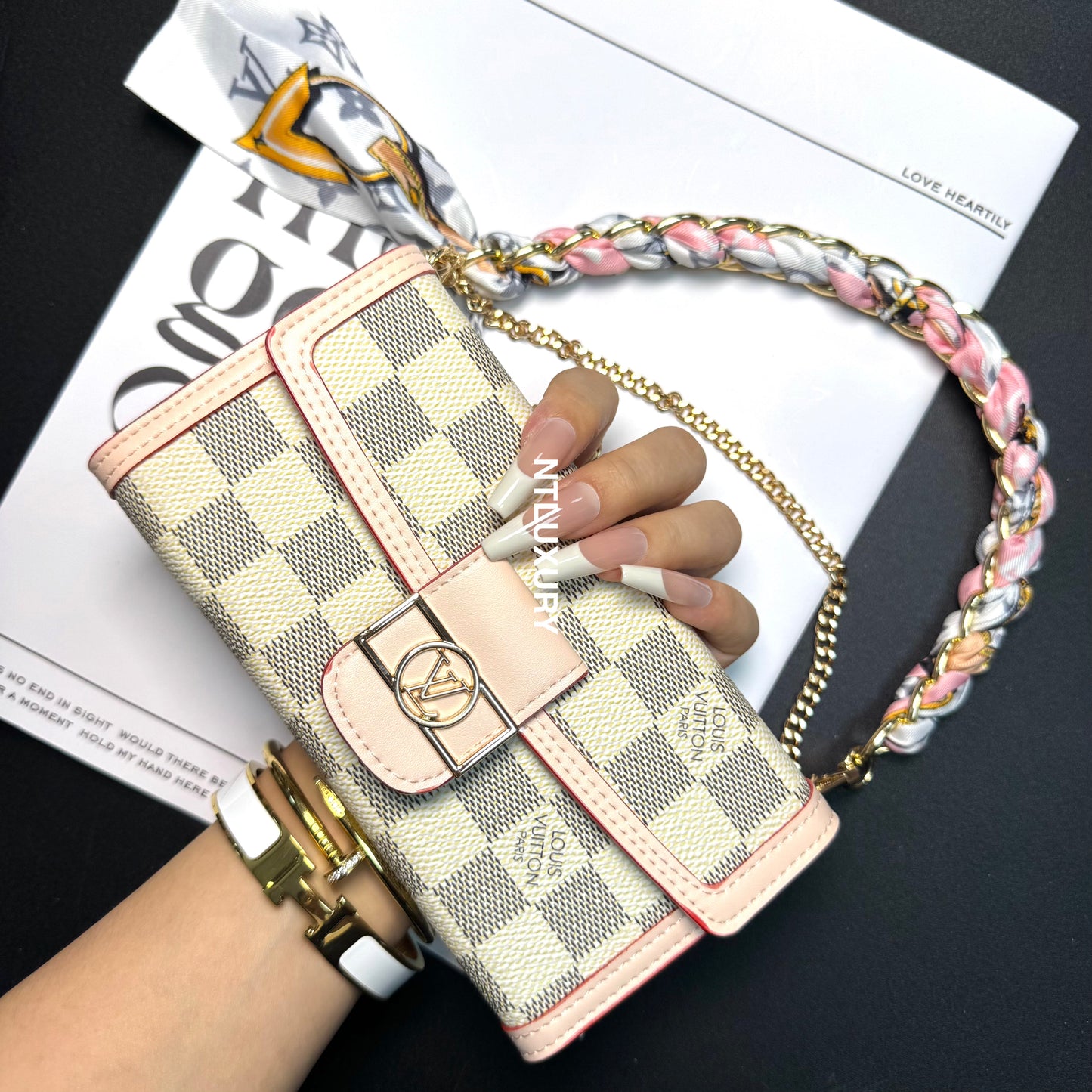 Dophine Girl Wallet Design Phone Case with Scarf Chain (12 Colors)