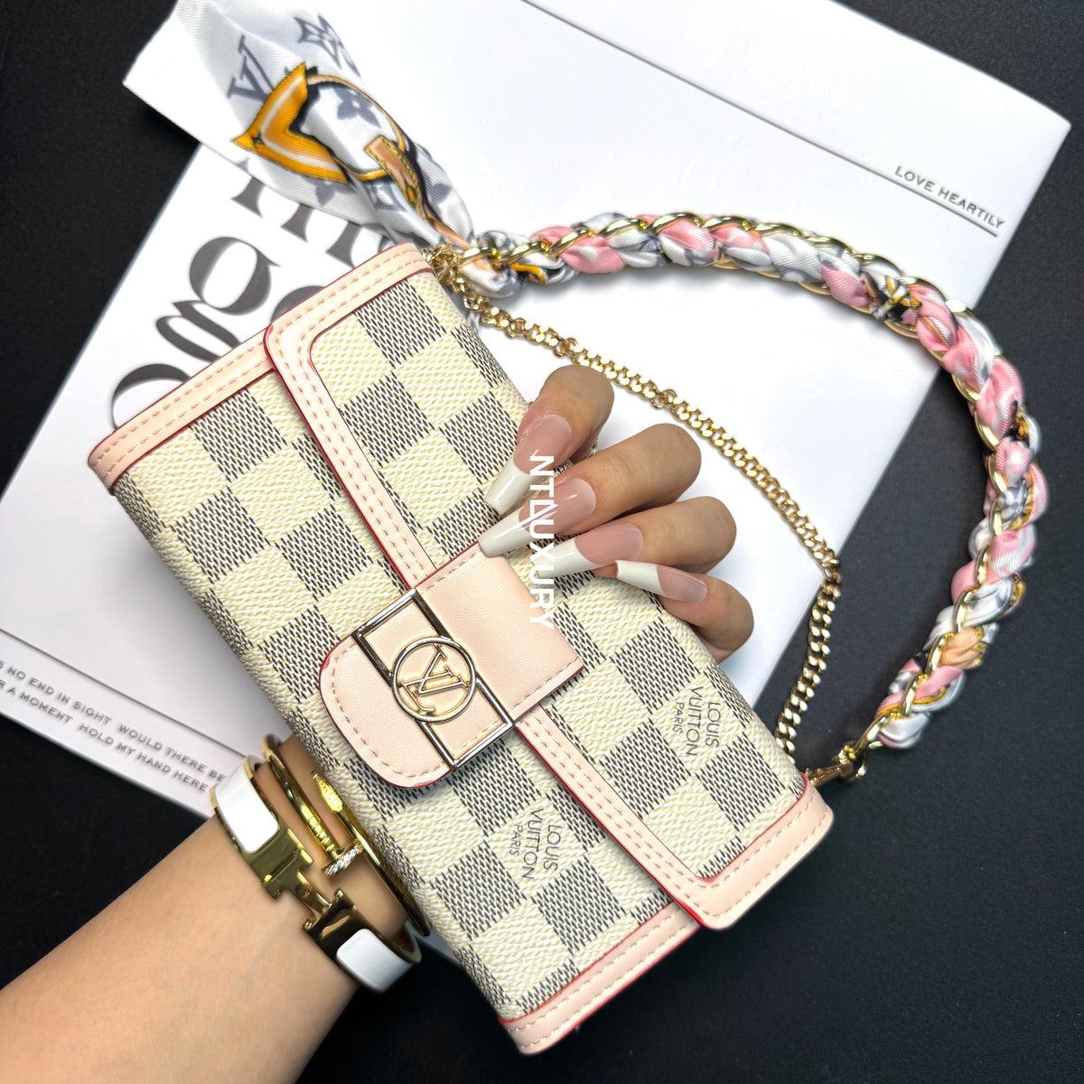 Dophine Girl Wallet Design Phone Case with Scarf Chain (12 Colors)