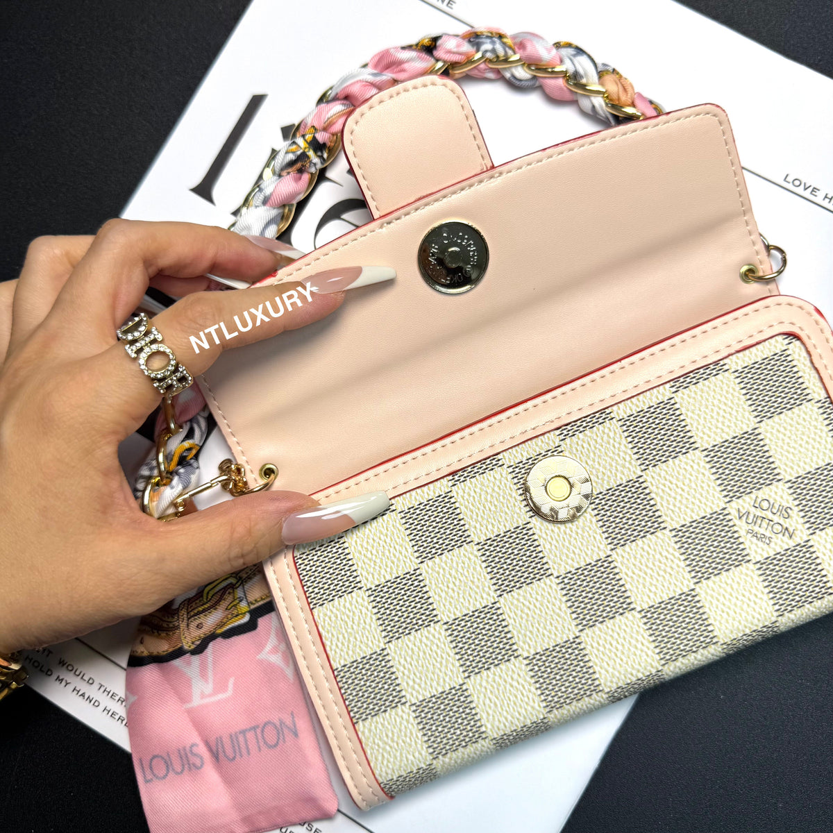 Dophine Girl Wallet Design Phone Case with Scarf Chain (12 Colors)