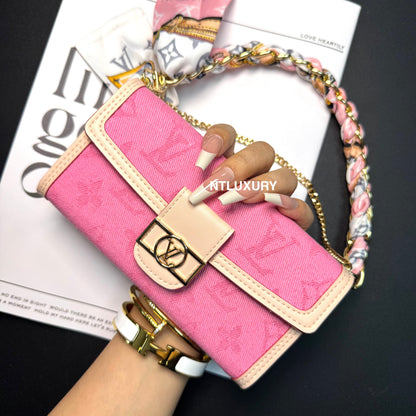 Funda para teléfono con diseño de cartera de chica Dophine y cadena de bufanda (12 colores)