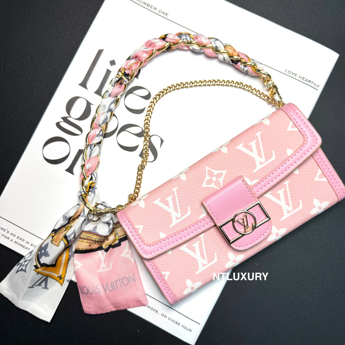 Dophine Girl Wallet Design Phone Case with Scarf Chain (12 Colors)