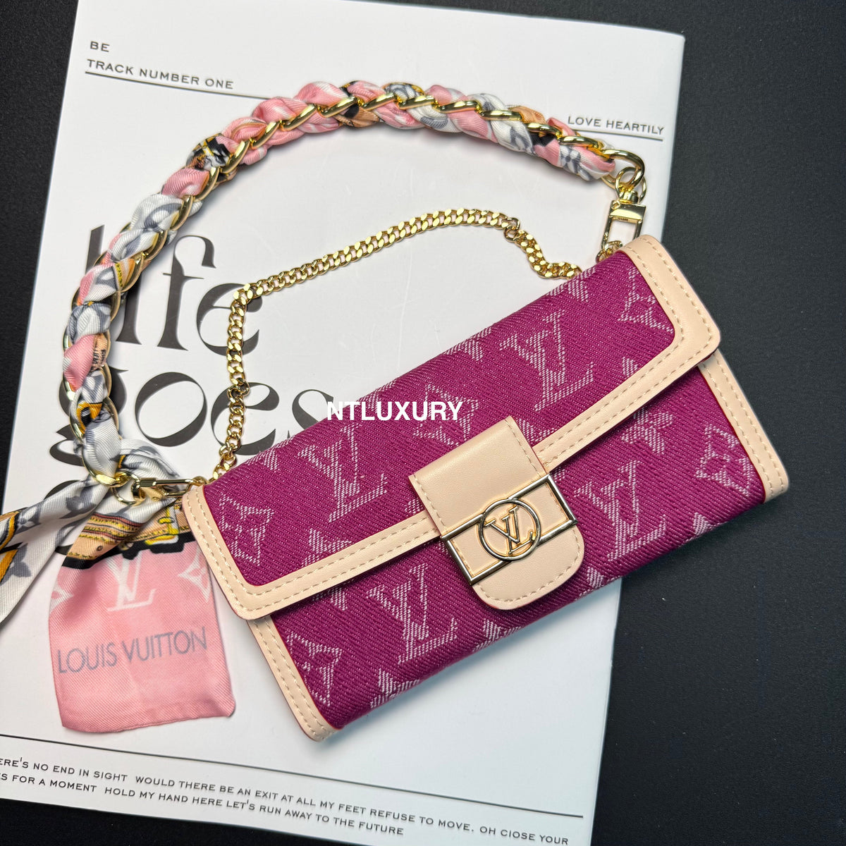 Dophine Girl Wallet Design Phone Case with Scarf Chain (12 Colors)