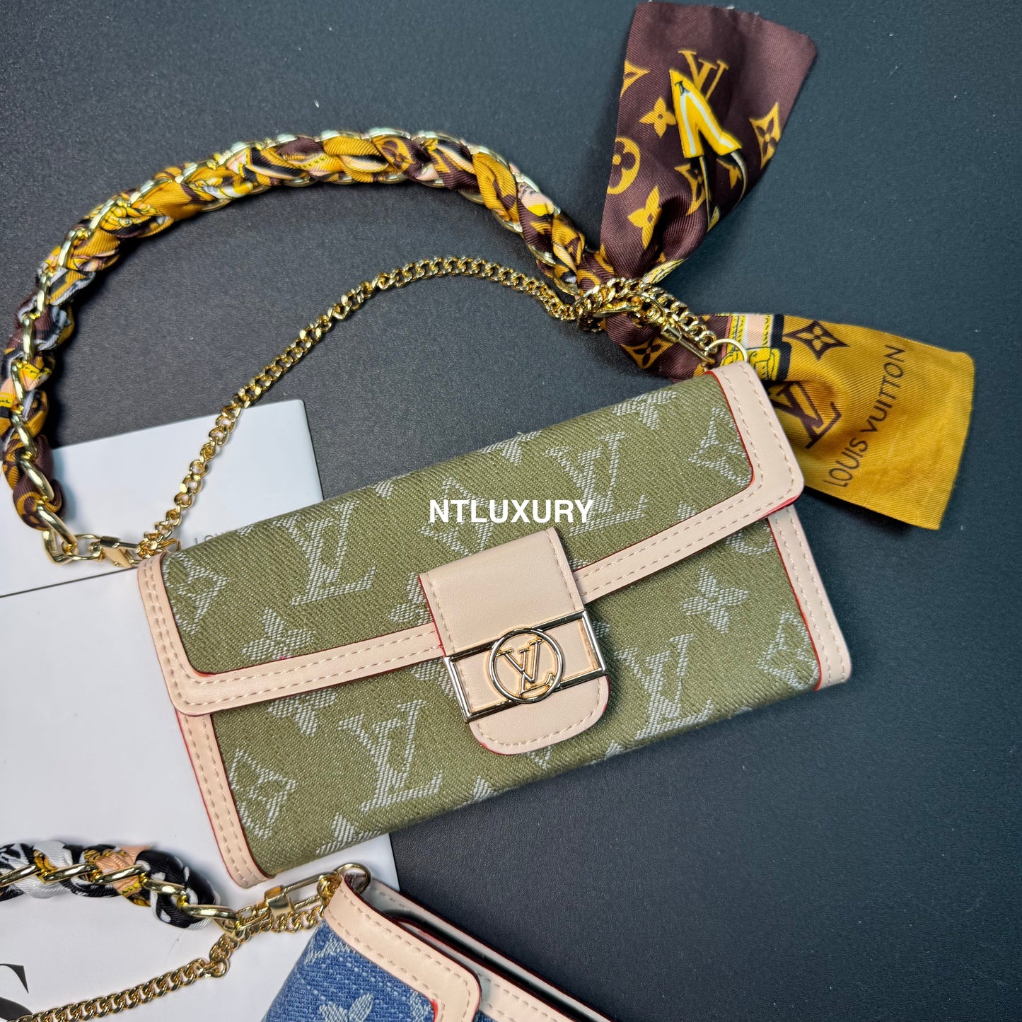 Dophine Girl Wallet Design Phone Case with Scarf Chain (12 Colors)