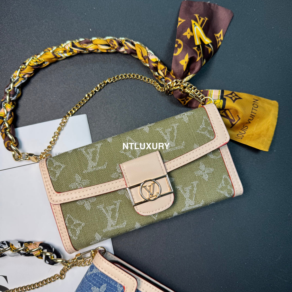 Dophine Girl Wallet Design Phone Case with Scarf Chain (12 Colors)