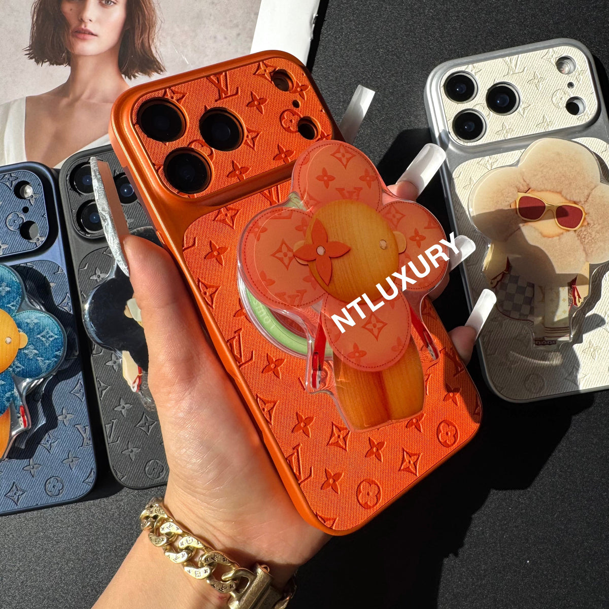 Coque de téléphone en jean Orange Juice avec support Magsafe (Poupée)