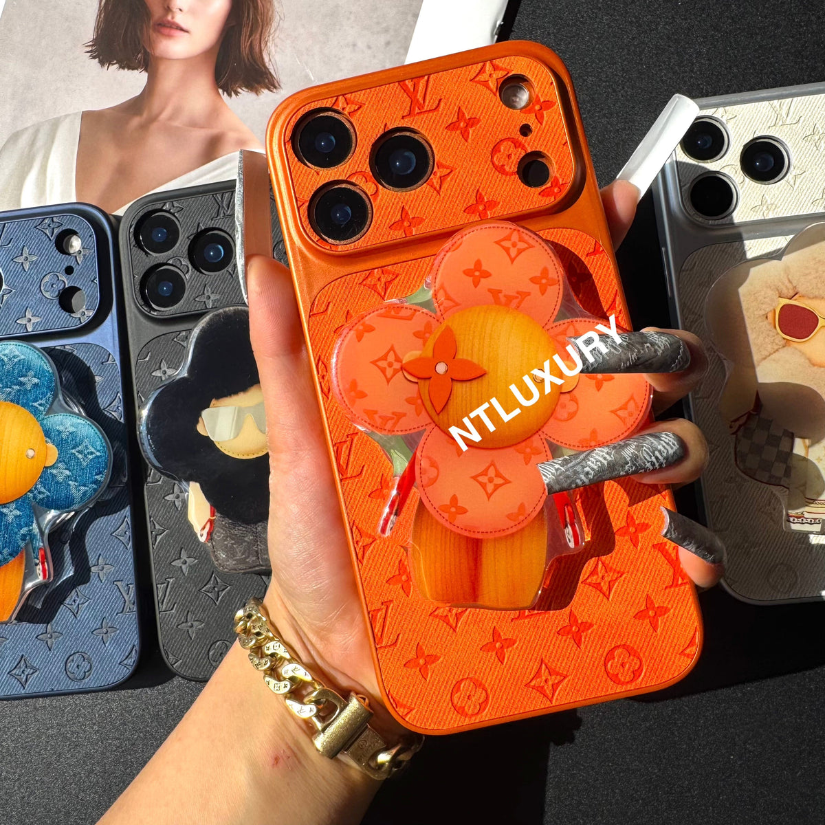 Coque de téléphone en jean Orange Juice avec support Magsafe (Poupée)
