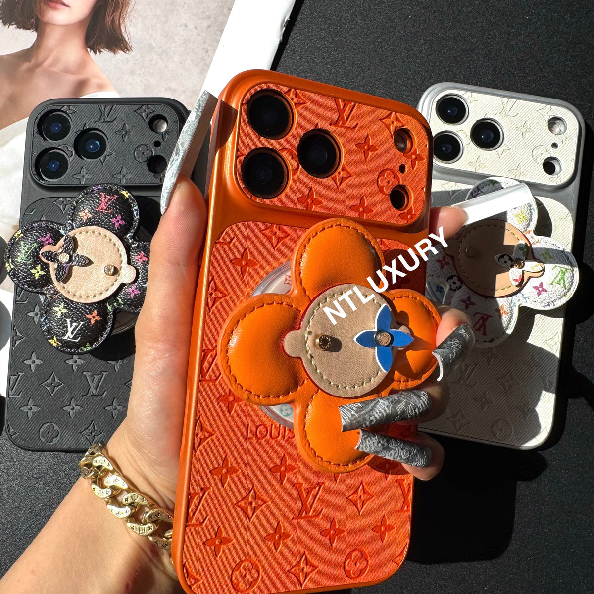 Orange Juice Denim Love Handyhülle mit Magsafe Halter (Wood Doll)