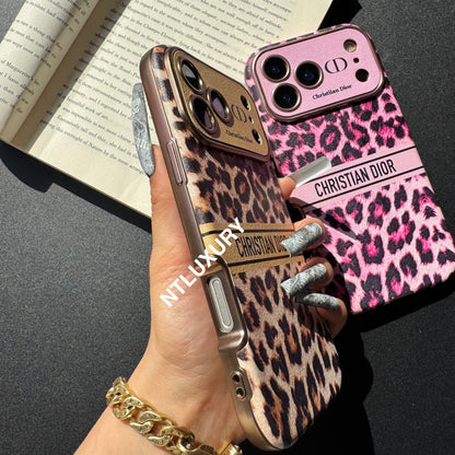 Coque de téléphone imprimé léopard avec motif cœur