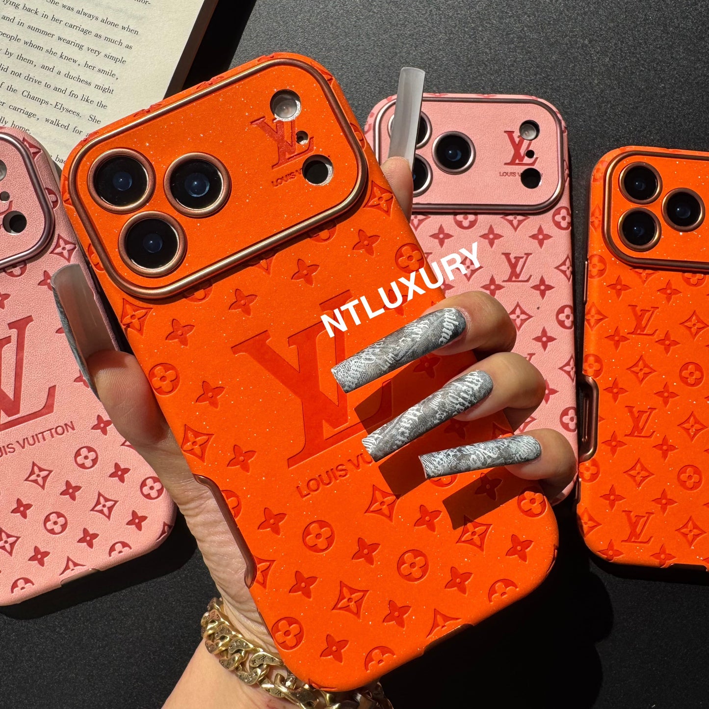 Orange Glitzer Design Liebe Handyhülle