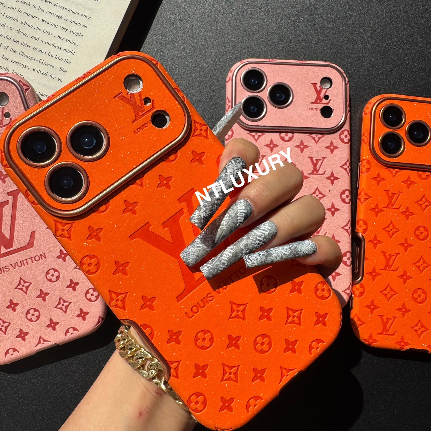 Orange Glitzer Design Liebe Handyhülle