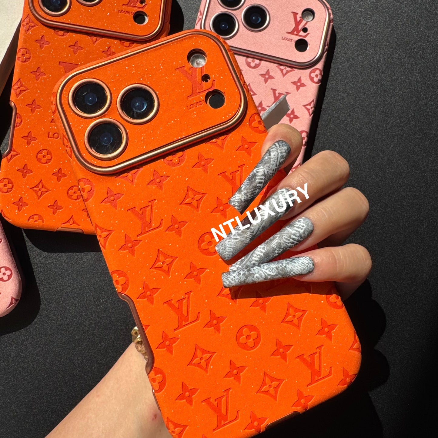 Orange Glitzer Design Liebe Handyhülle