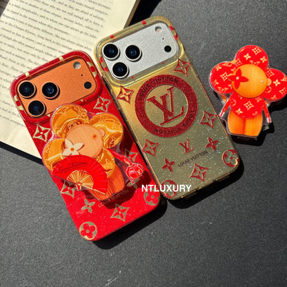 Coque de téléphone Amour Pailletée Orange et Rouge avec support Magsafe