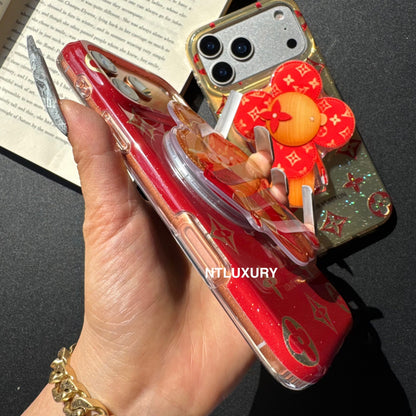 Coque de téléphone Amour Pailletée Orange et Rouge avec support Magsafe