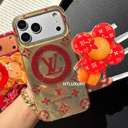 Coque de téléphone Amour Pailletée Orange et Rouge avec support Magsafe