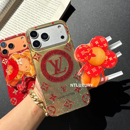 Coque de téléphone Amour Pailletée Orange et Rouge avec support Magsafe