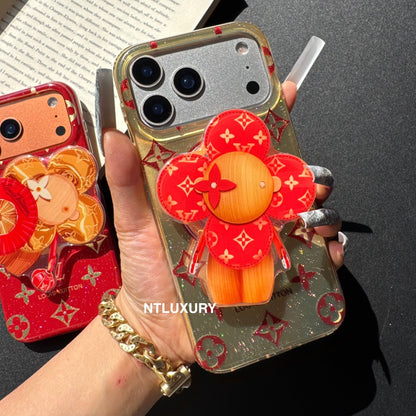 Coque de téléphone Amour Pailletée Orange et Rouge avec support Magsafe