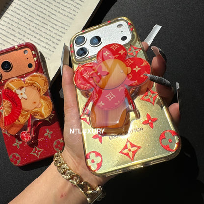 Coque de téléphone Amour Pailletée Orange et Rouge avec support Magsafe