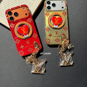 Orange & Red Gliiter Love Phone Case with Magsafe Holder & Pendant (3 Set)