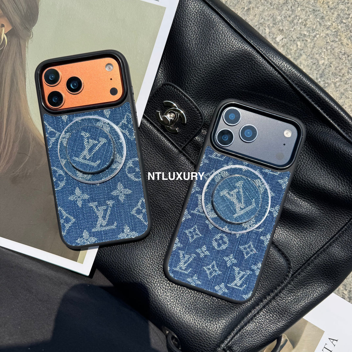 Capa para Telemóvel Magsafe Denim Love Girl Com Suporte Magsafe