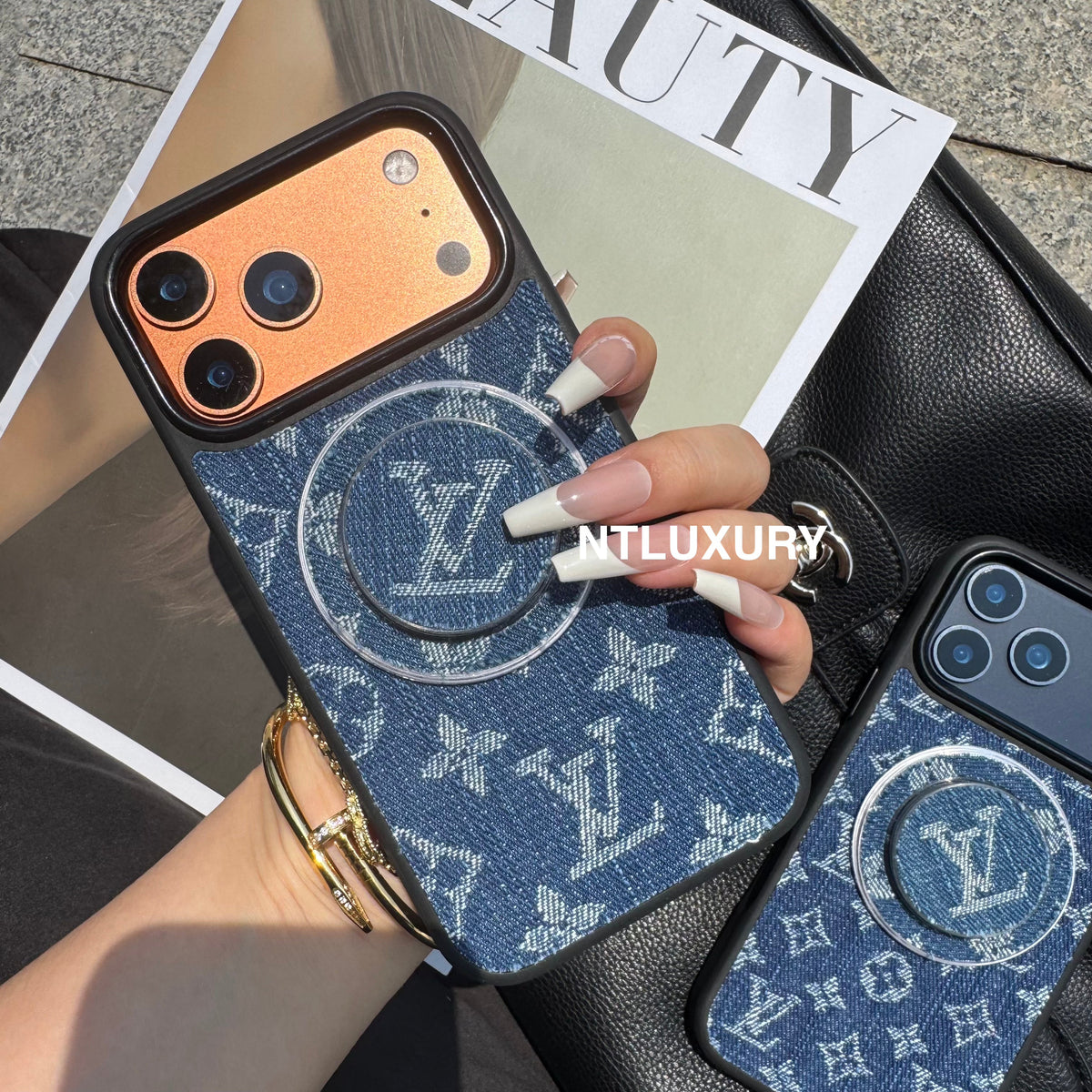 Capa para Telemóvel Magsafe Denim Love Girl Com Suporte Magsafe