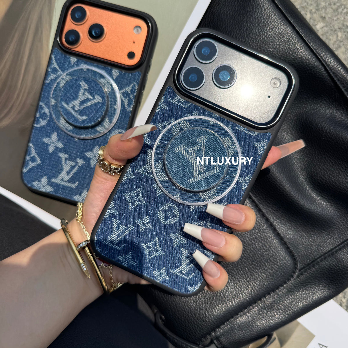Capa para Telemóvel Magsafe Denim Love Girl Com Suporte Magsafe