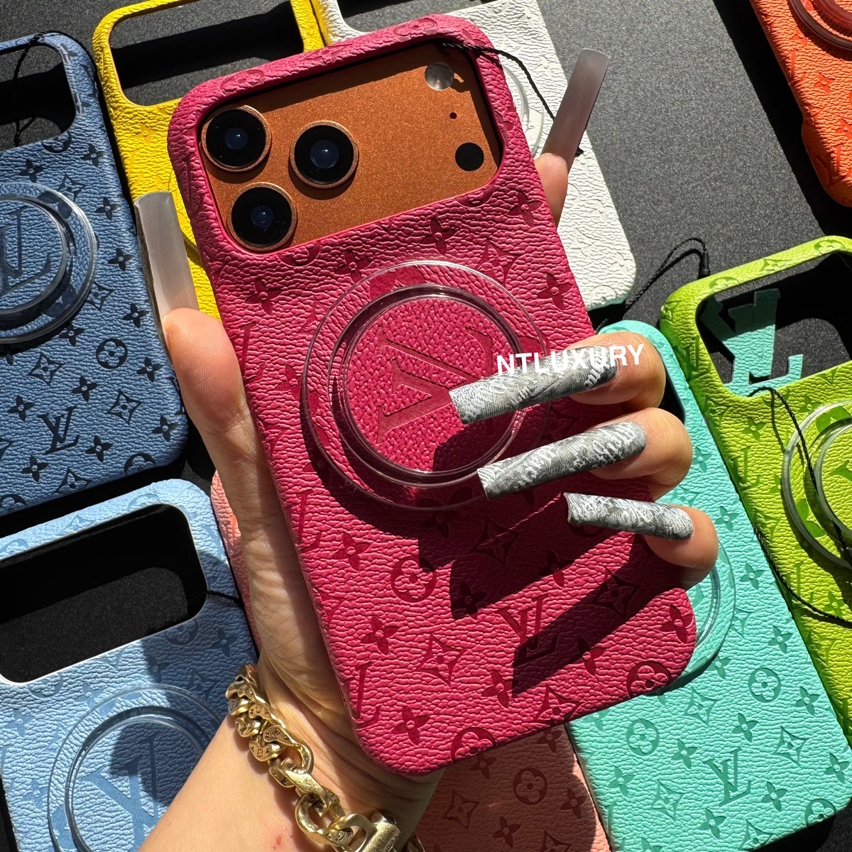 Coque de téléphone fantaisie au design coloré avec support MagSafe