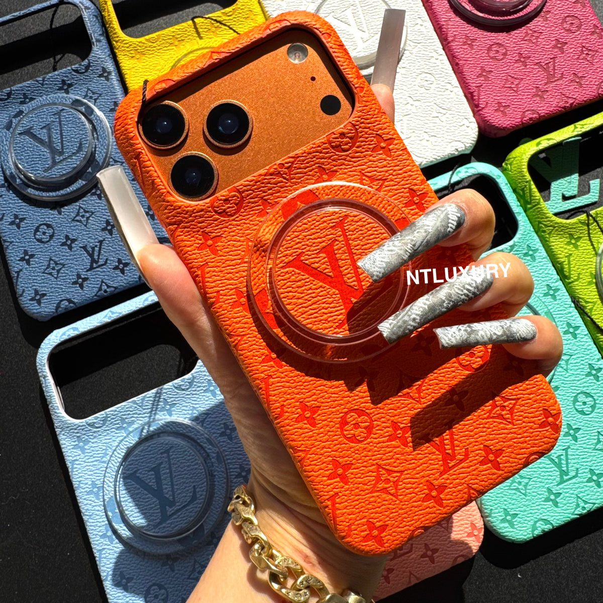 Coque de téléphone fantaisie au design coloré avec support MagSafe