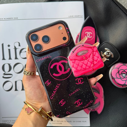 Black Pink CC Magsafe Phone Case with Cute Holder