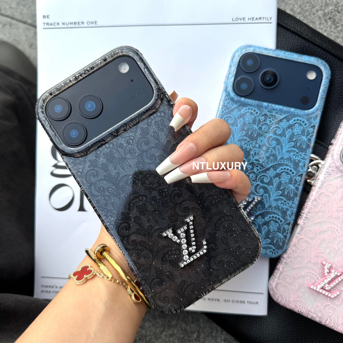 Colorful Transparent Lace Love Phone Case