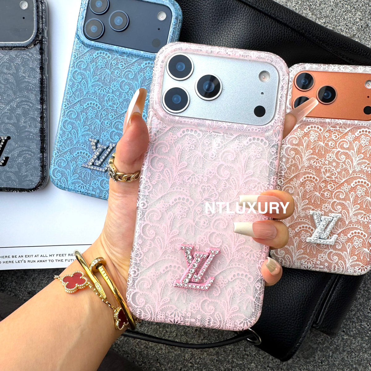 Colorful Transparent Lace Love Phone Case