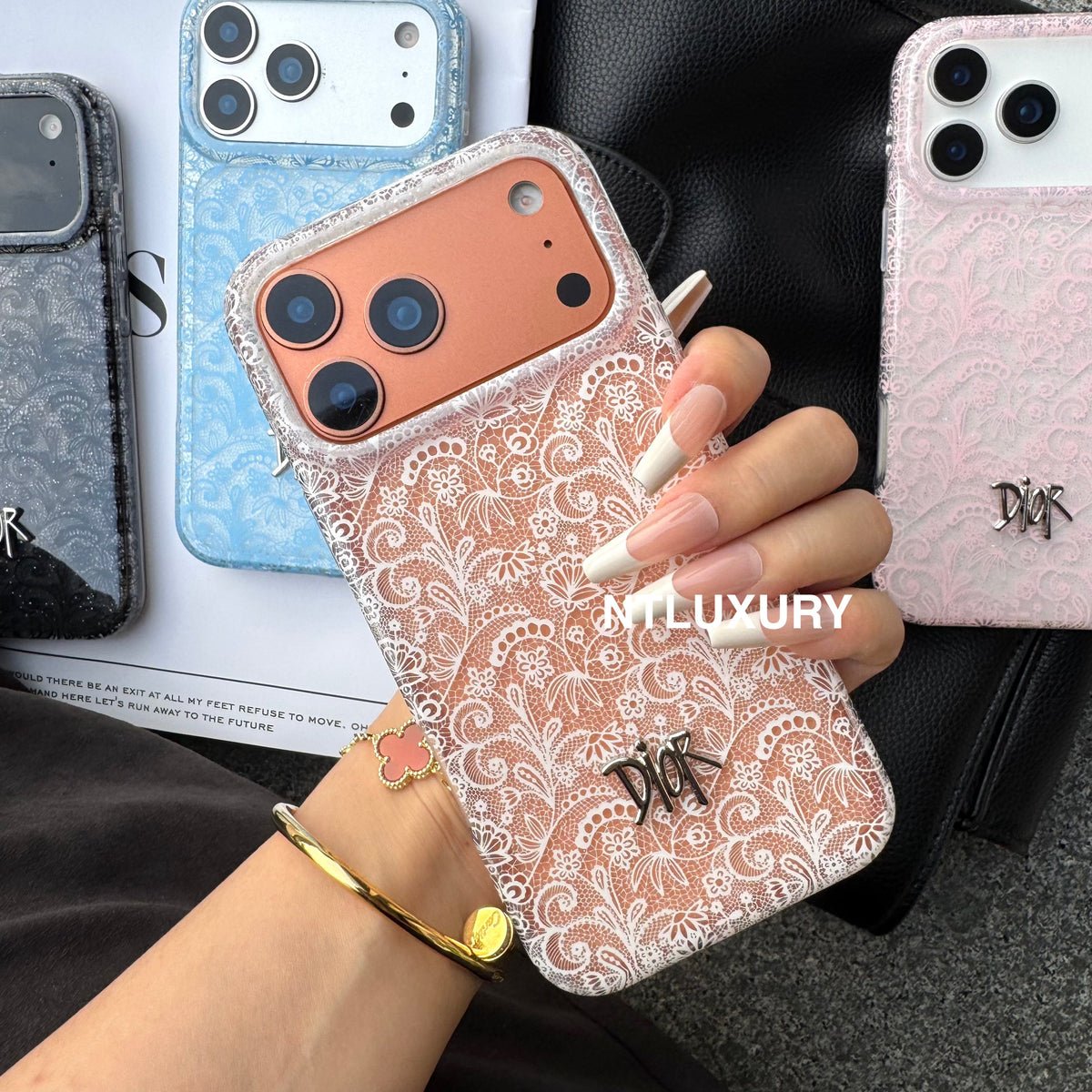 Colorful Transparent Lace Dove Phone Case