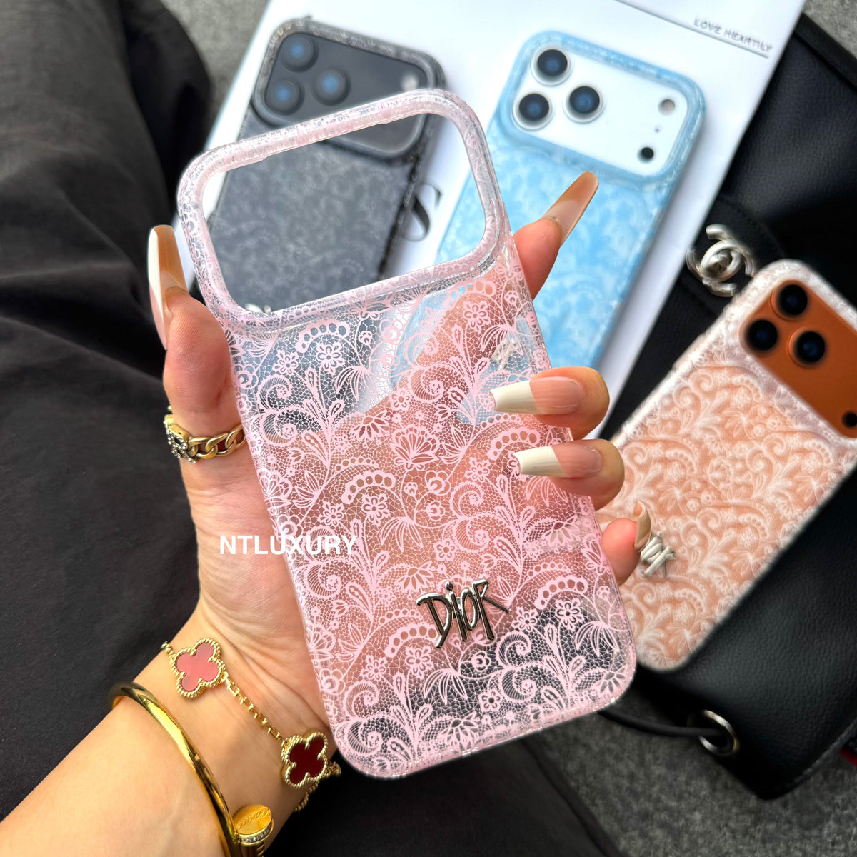Colorful Transparent Lace Dove Phone Case