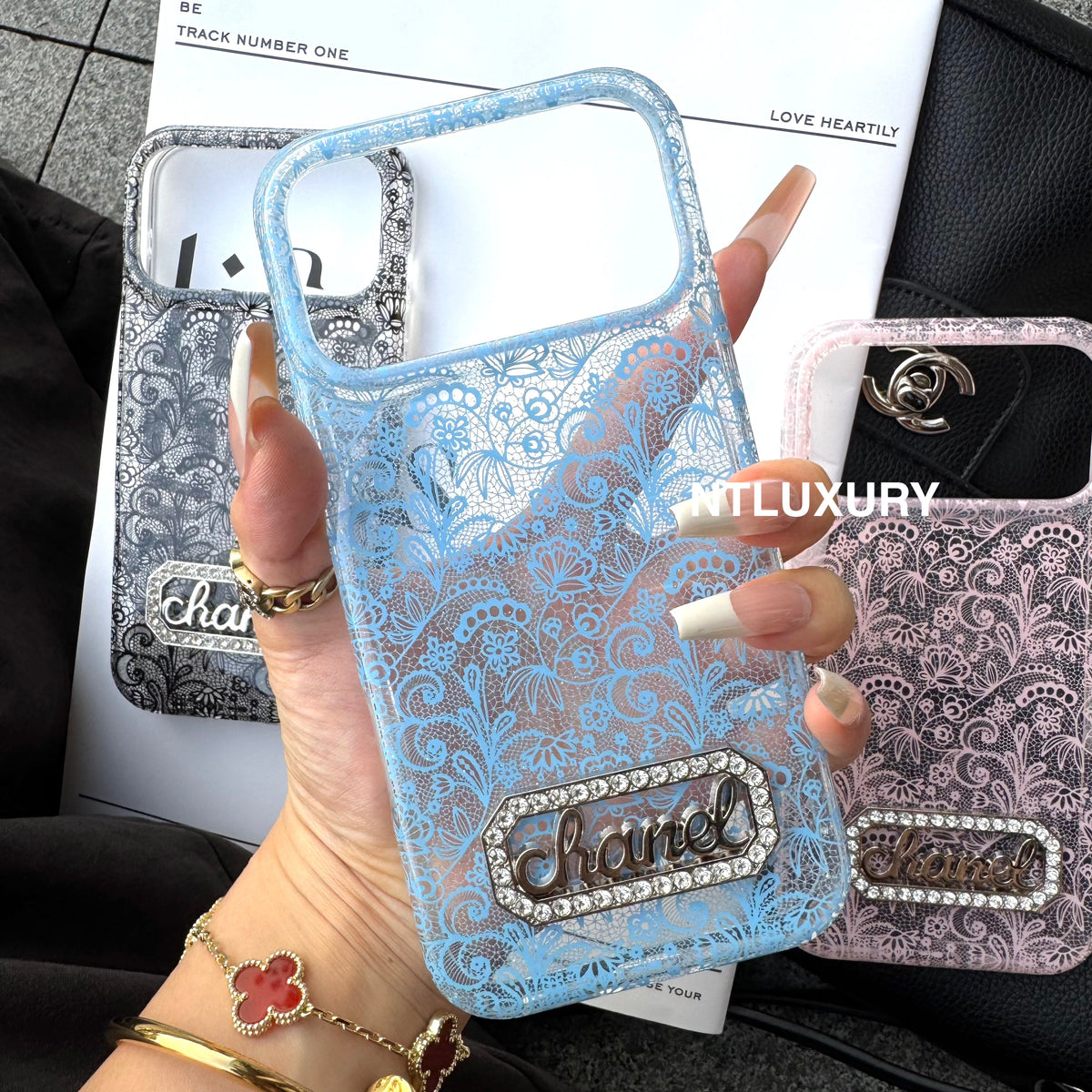 Colorful Transparent Lace CC Phone Case
