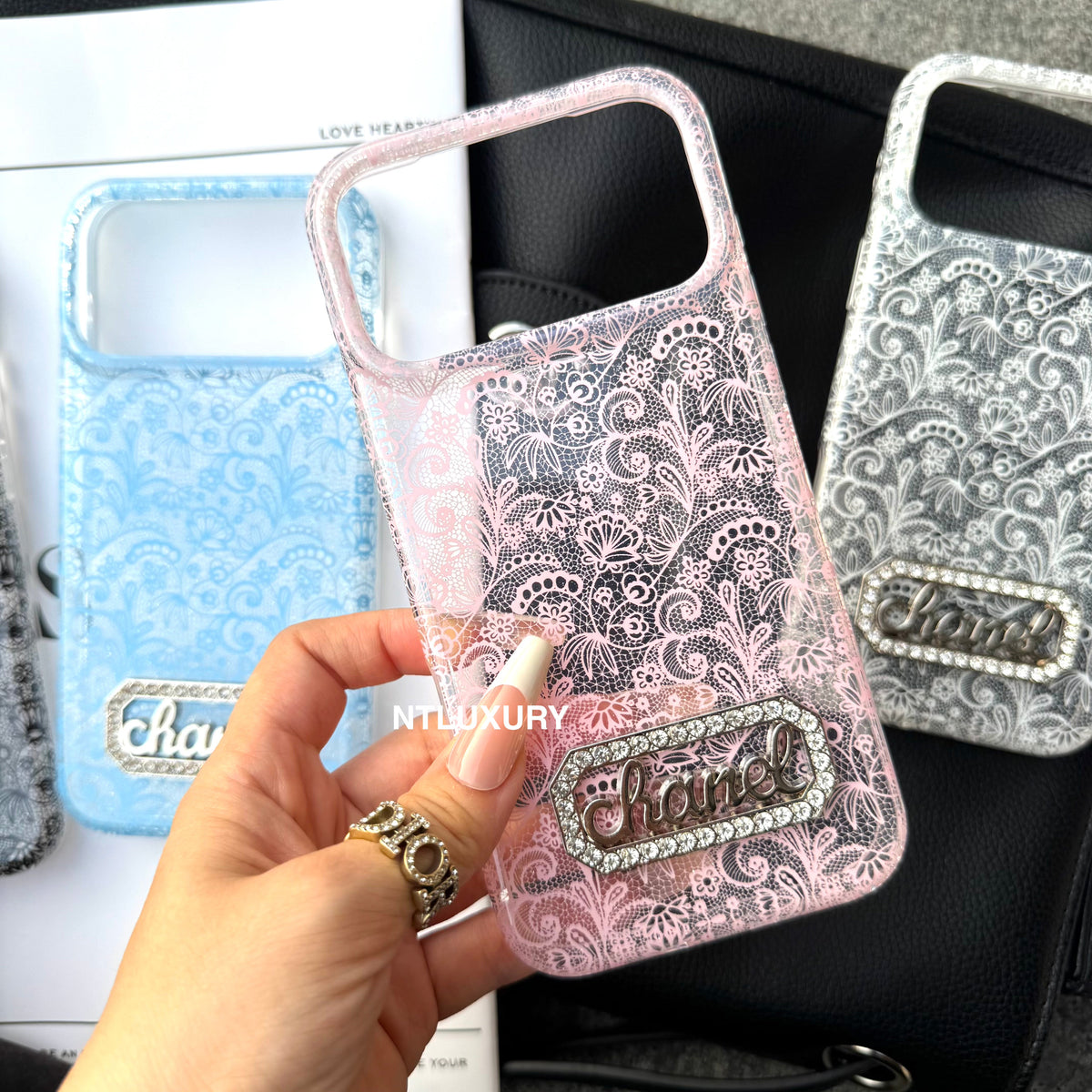 Colorful Transparent Lace CC Phone Case