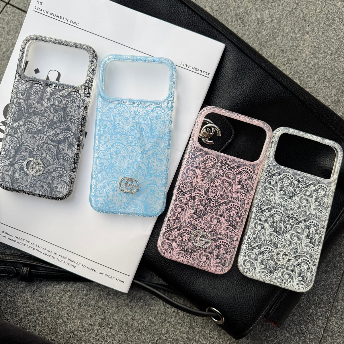 Colorful Transparent Lace GG Phone Case