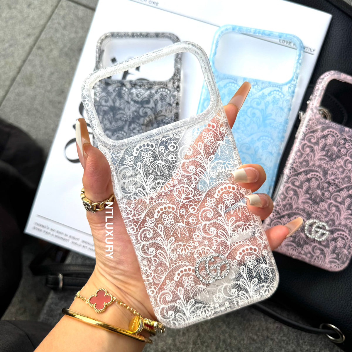 Colorful Transparent Lace GG Phone Case