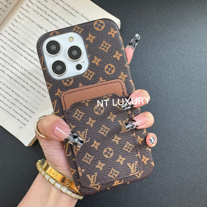 Étui de téléphone vintage motif floral avec portefeuille