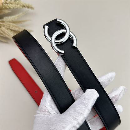 Ceinture en cuir CC pour femme (noir)