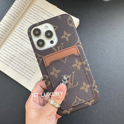 Étui de téléphone vintage motif floral avec portefeuille