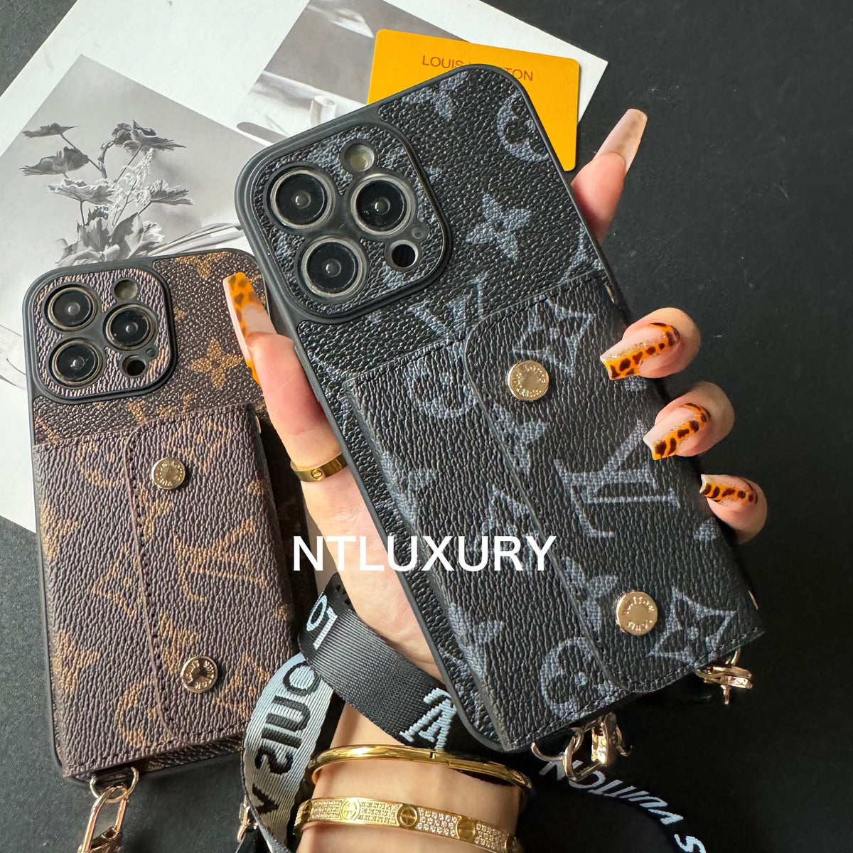 Coque iPhone Found Love avec porte-monnaie et rayures (Lot de 3)