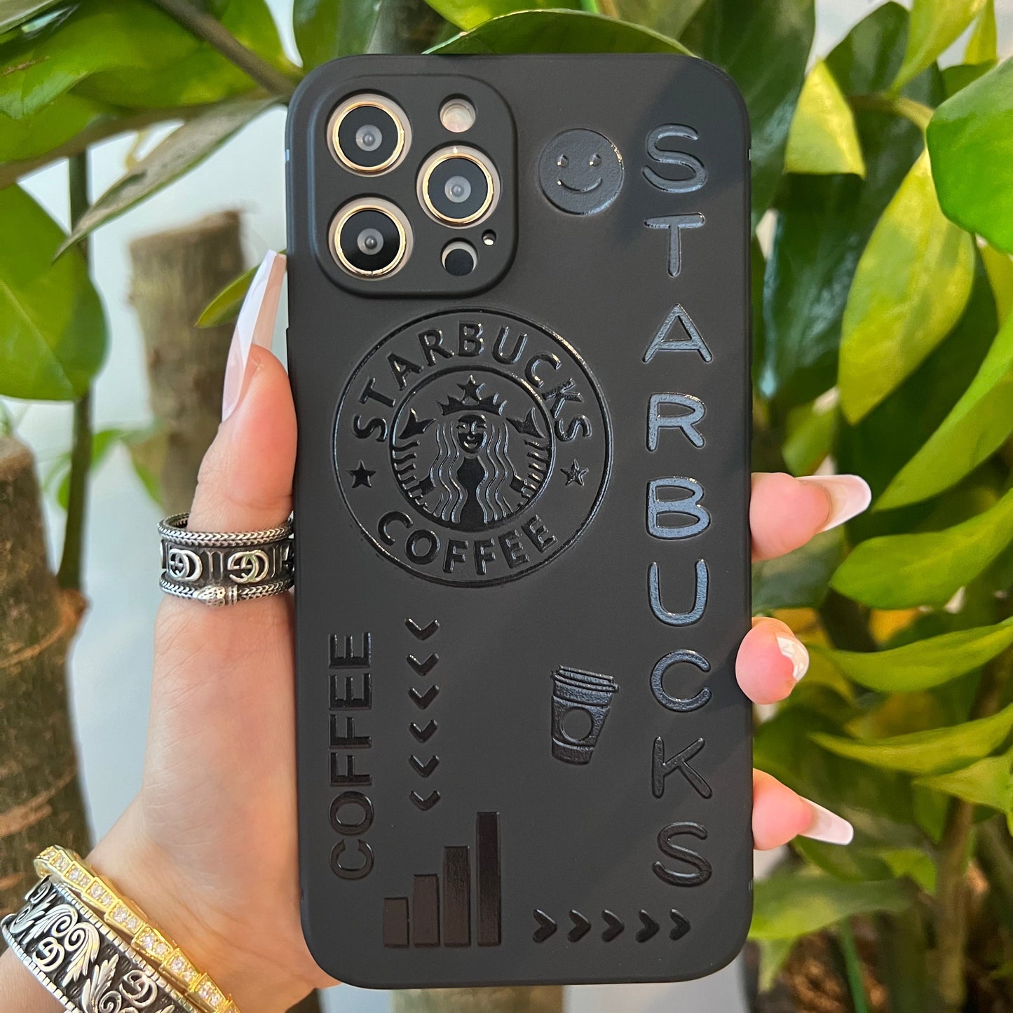 Coque de téléphone noire tendance (Star Smile)