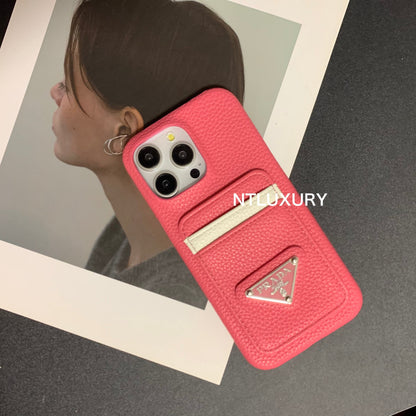Litchi Pattern Phone Case with Pocket for iPhone